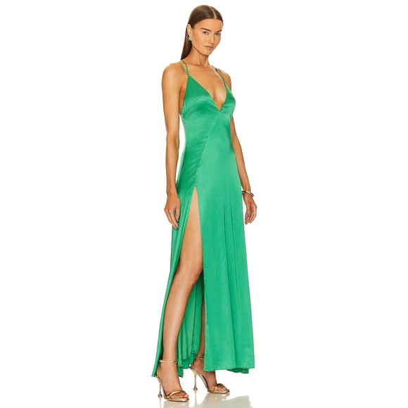 NWT Michael Costello x REVOLVE Leia Gown in Bright Green Size XS - Picture 8 of 8